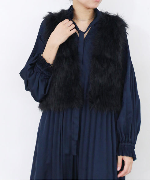 2way shaggy knit vest